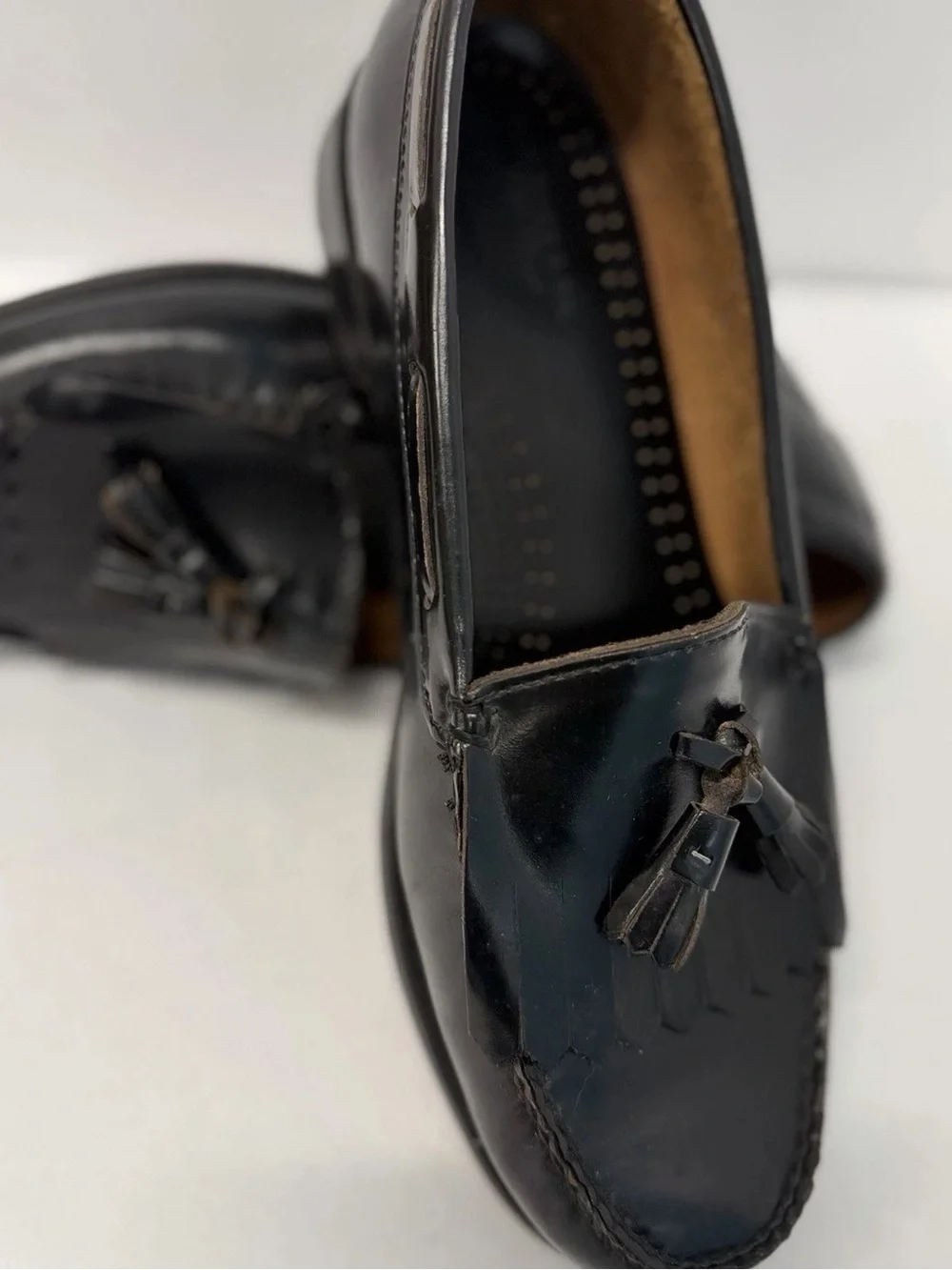 Vintage G.H. Bass Weejuns Logan Penny Loafers Made in USA 9.5 EEE Extra Wide Blk